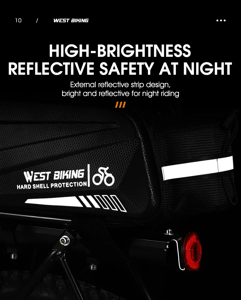WEST BIKING Hartschalen-Gepäckträgertasche Große Kapazität Reflektierend Superwasserdicht Hintere Sitzgepäckträgertasche Reisetasche MTB Fahrradzubehör – Detail 15