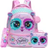 3PCS Cute Animal Backpack for Girls PU Leather Bookbag for Elementary School with Lunch Bag And PenBag 1