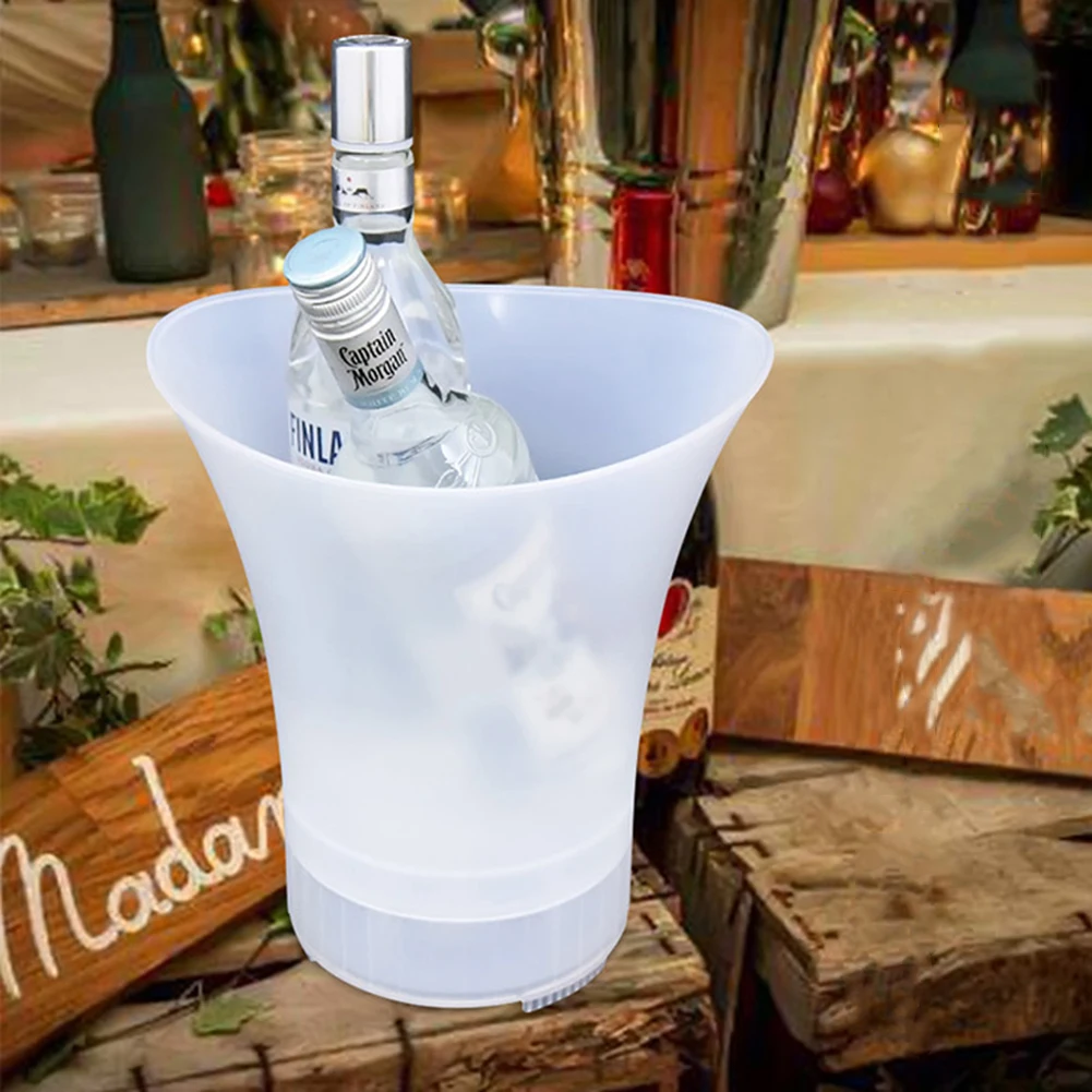 3.5/5L LED Ice Bucket RGB Cooler Bucket Double Layer Square Ice Tray Bar Nightclub Light Up Champagne Whiskey Beer