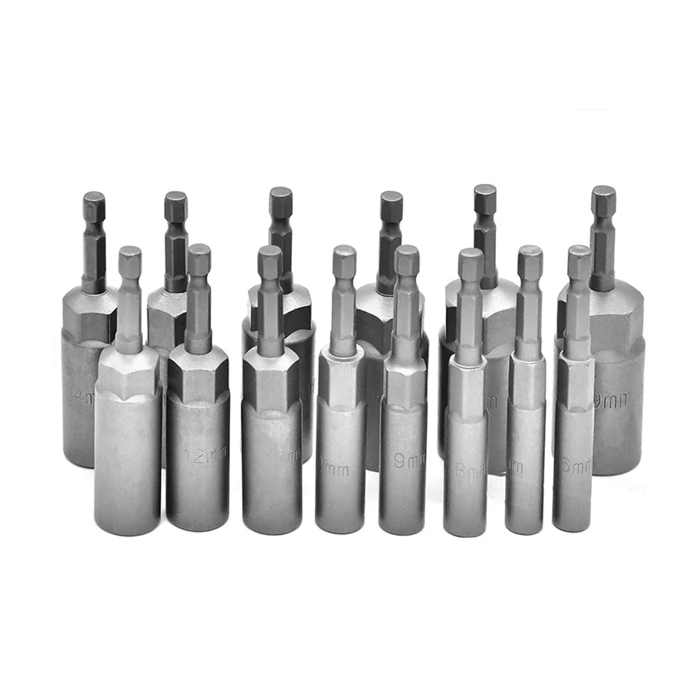 Krachtige 65mm/80mm/150mm Hex Socket Sleeve Nozzles Nut Driver Set Power Nut Driver Power Drills Impact Drivers Repair Tools 5