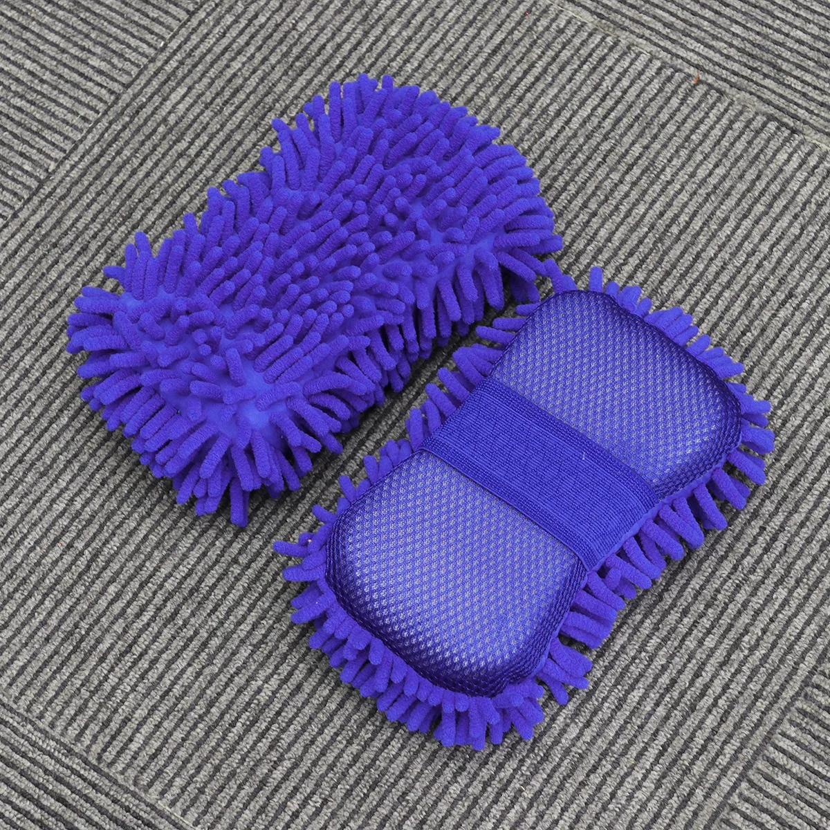 

2pcs Ultrafine Fiber Chenille Car Wash Gloves Microfiber Car Motorcycle Washer Car Care Cleaning (Dark Blue)