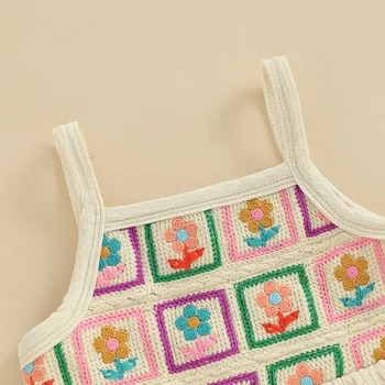 Adorable Infant Girl Floral Print Sleeveless Top and Wide-Leg Pants Set with Ruffled Straps for Summer Outfits 2
