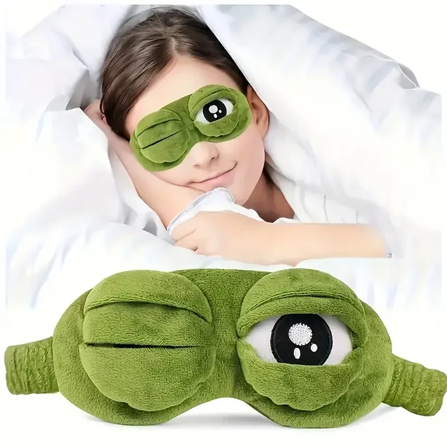 3D Sad Frog Sleep Mask Natural Sleeping Eyeshade Cover Shade Eye Patch Women Men Soft Portable Blindfold Travel Eyepatch 2