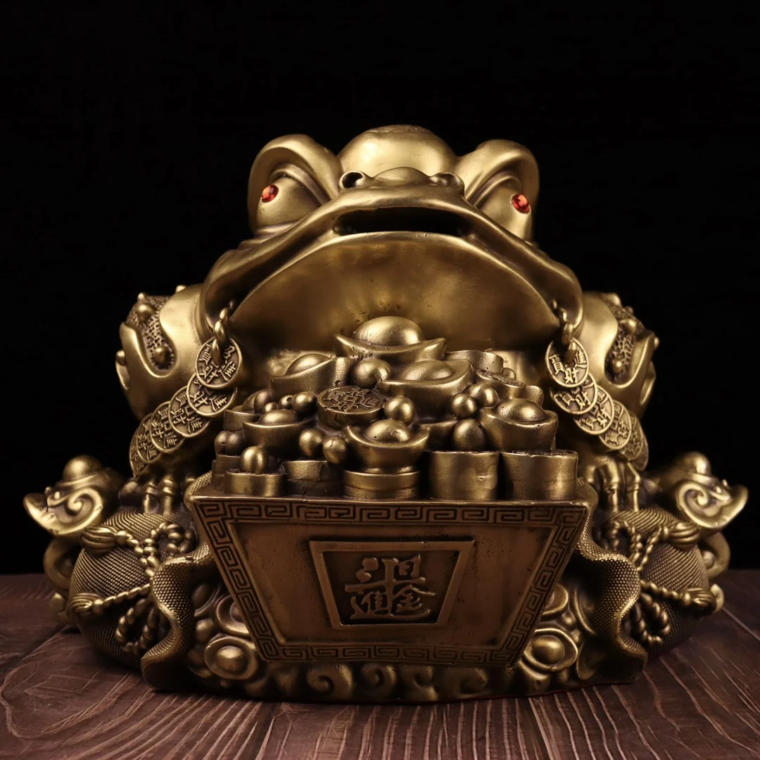 Seiko Golden Toad Ornament - Day In Progress, Gold In Battle, Lucky Toad Bronze Statue 16 ~ 52Cm