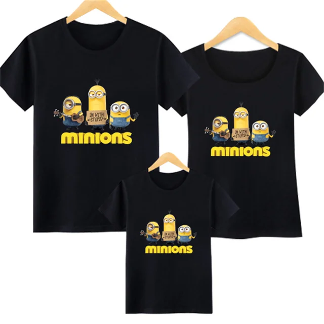 Disney Minions family cotton printed t-shirts men and women summer new loose short-sleeved parent-child outfits cartoon tops 1