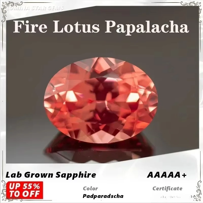 Laborgezüchteter Padparadscha Fire Lotus Farbiger Ovaler Hochwertiger Schmuck für Ringe und Ohrringe mit Zertifikat