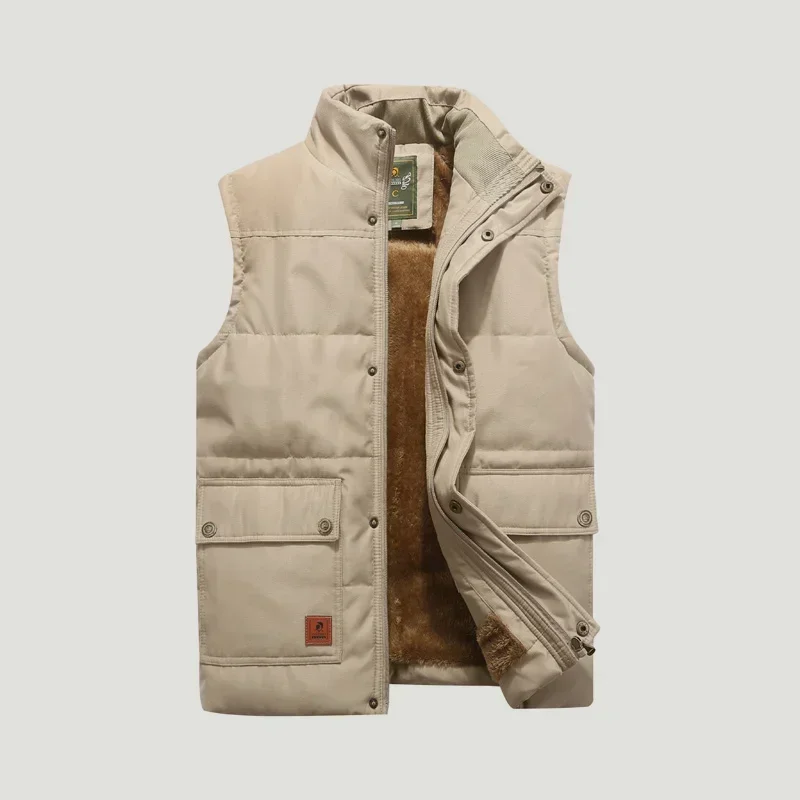 Chaleco de invierno para hombre, chaleco cálido, chaquetas de lana, abrigo sin mangas para hombre, moda de piel 2024, ropa de marca de talla grande para hombre