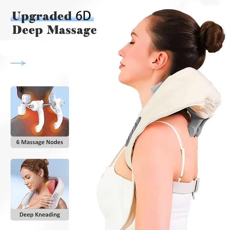 Electric Wireless Neck And Shoulder Massager Shiatsu Kneading Shawl_voghion.com