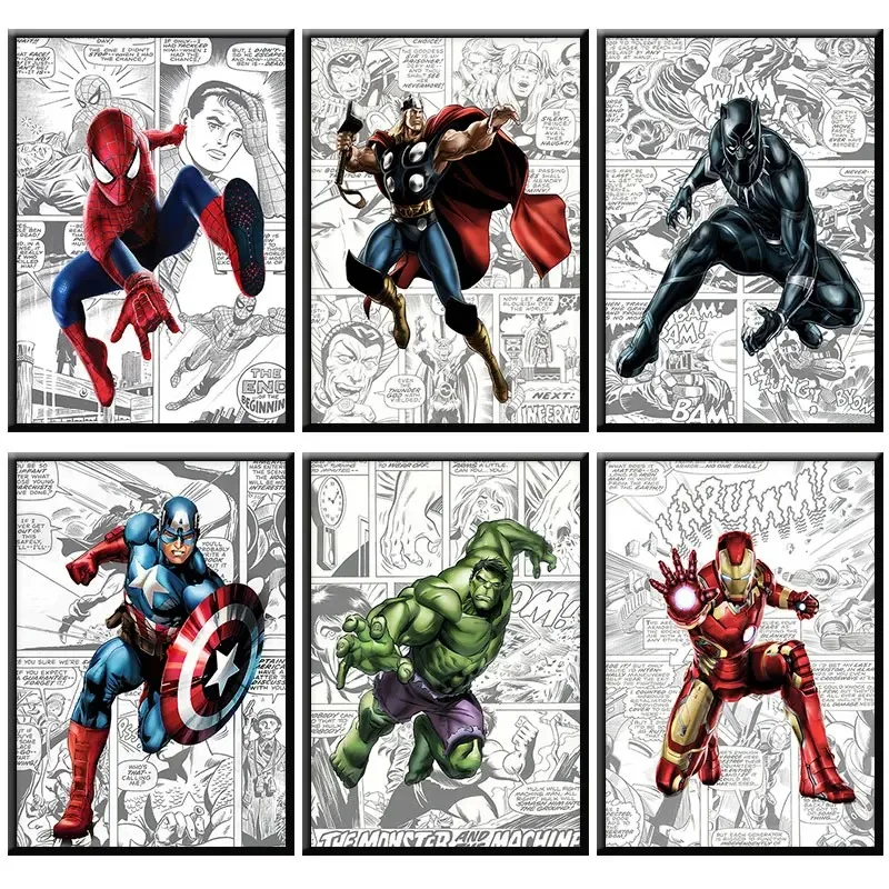 Disney Avengers superhero Marvel poster canvas painting art mural wall print picture home kids room decor
