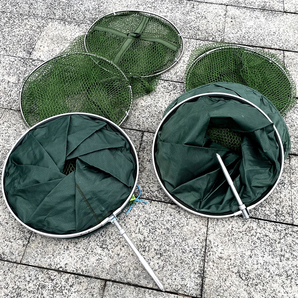 1.7M/2M/2.5M/3M Nylon Mesh Fishing Net Fish 50KG Capacity Foldable Quick-drying Lobsters Mesh Cage Fishing Tools Fish Trap fishing net,fishing traps