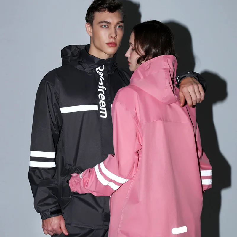 Adult Reflection Safety Pongee Raincoat Suit Impermeable Women/Men Motorcycle Poncho Hiking Rain Gear H-018