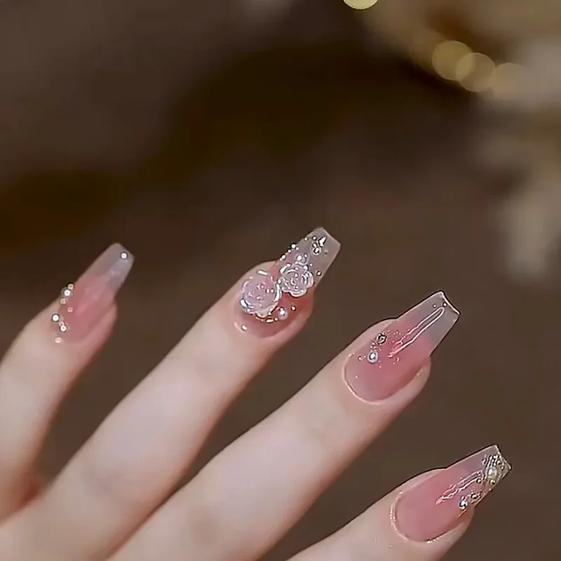 Description Picture 6 of item24pcs Fake Nails Nail Tip Full Cover Fake Acrylic Fake Nails Tip UV Gel Nail Extension System Oval Almond Carving Short Nails