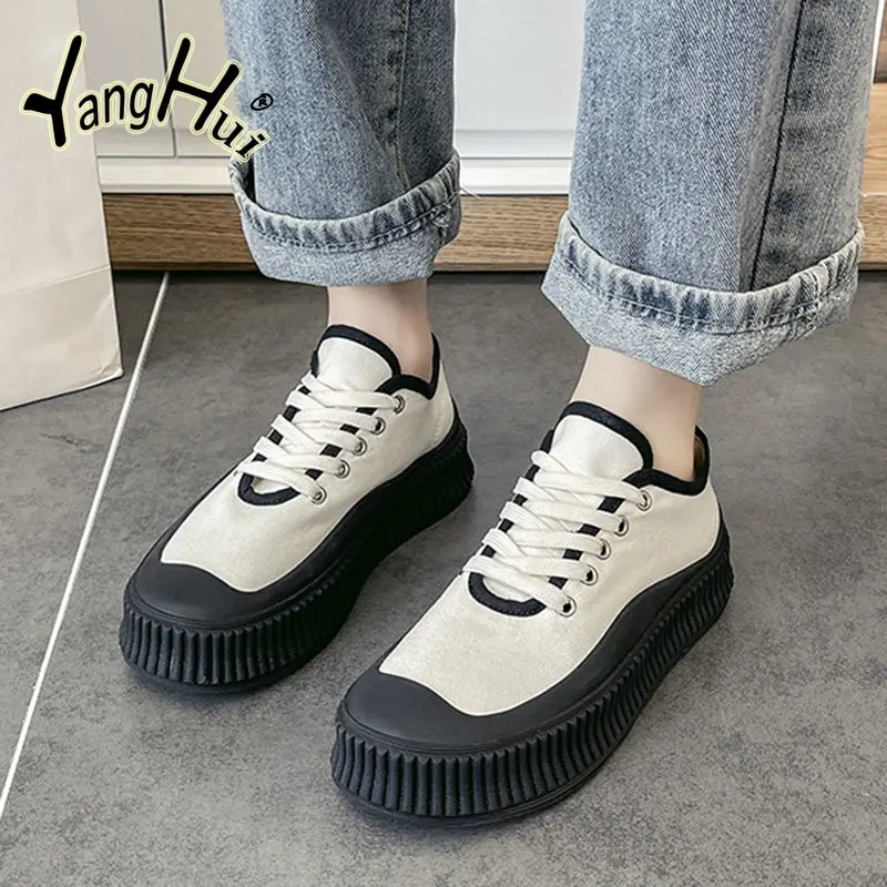 

Женские кроссовки на вулканизированной подошве, универсальные холщовые дышащие кроссовки на платформе, новинка весны-осени 2023