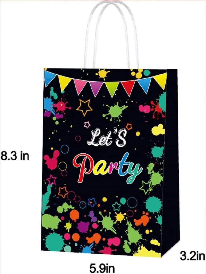 24 Pieces Glow in The Dark Party Bags Neon Themed Party Favors Bags Glow in  The Dark Kraft Treat Bags Candy Bags Goodie Bags for Glow in The Dark