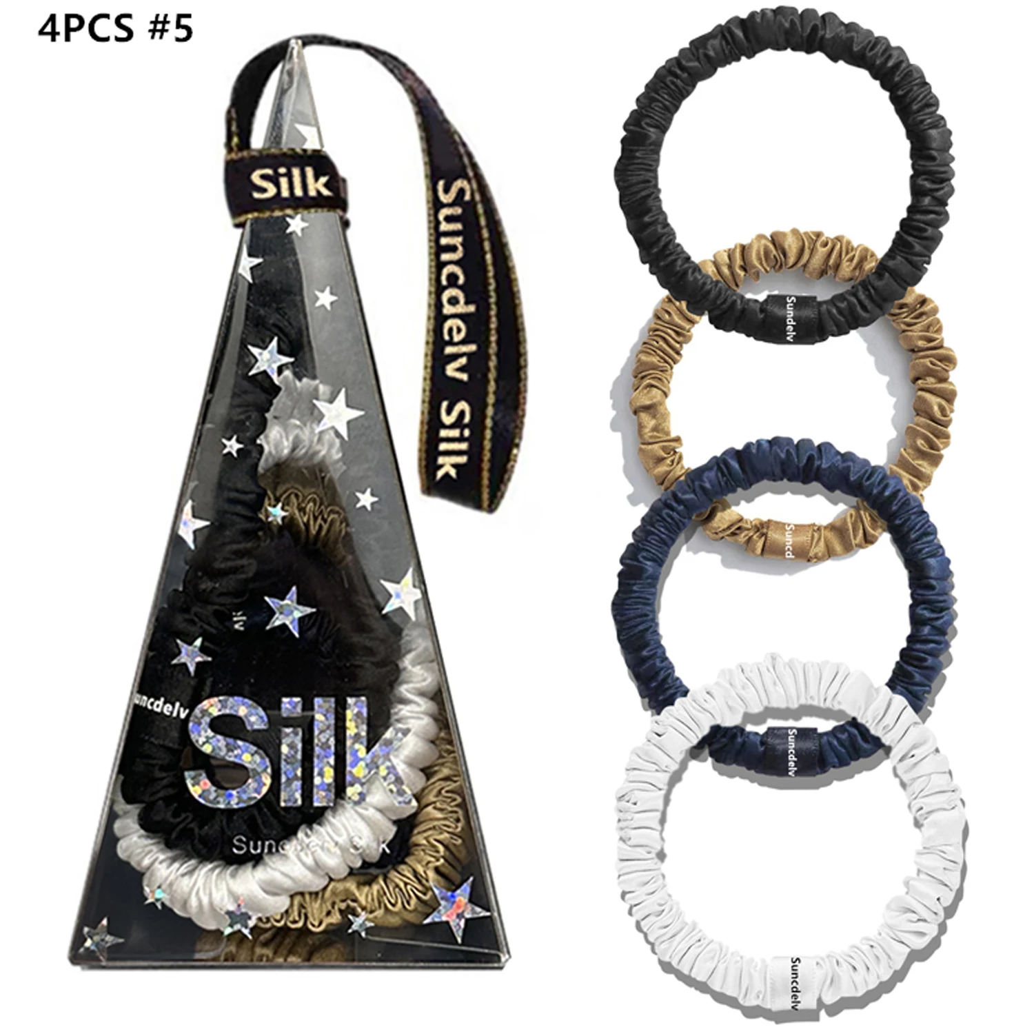 4PCS 100% Reine Maulbeerseide Haar Scrunchie Handgemachte Haarbänder Frauen Mädchen Haar Zubehör Reine Farbe Natürliche HairTies Box – Detail 3