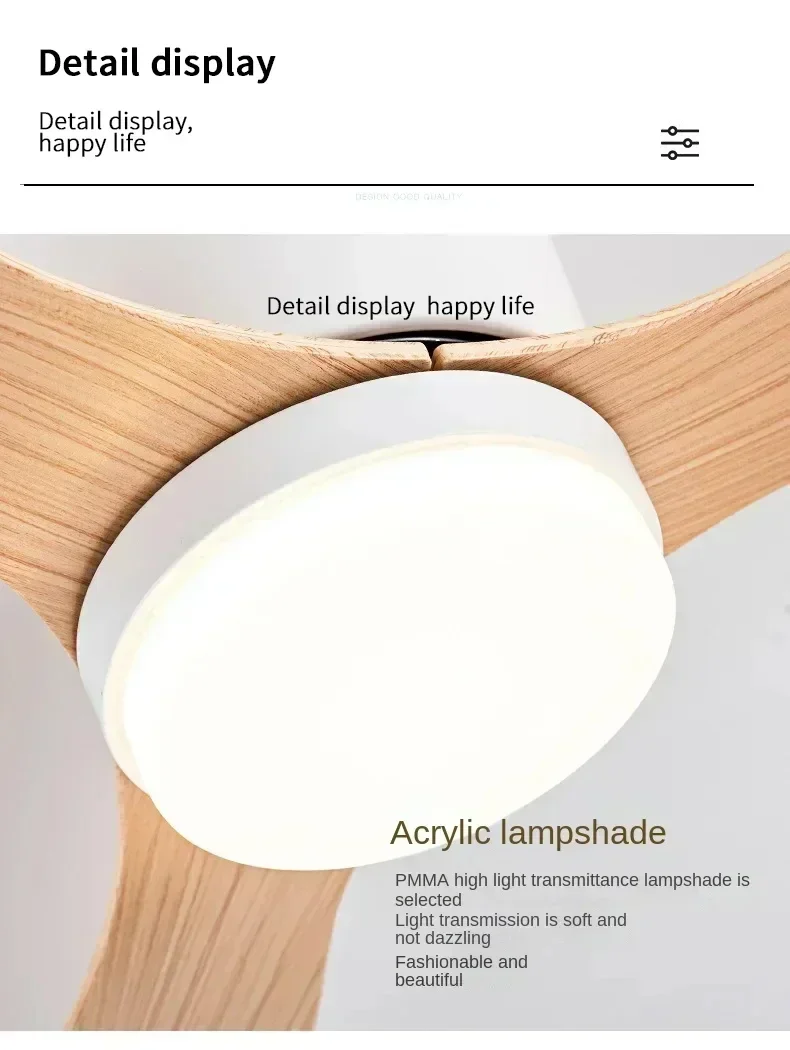 Modern Ceiling Fan with LED Light  Remote Control - High Air Volume for Kitchen Bedroom Dining Room Terrace