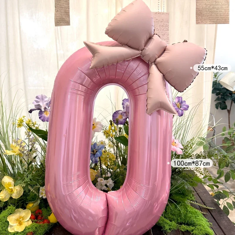 40 Zoll Rosa Digitale Schleifenballons aus Aluminiumfolie für Mädchen Hochzeit Geburtstag Party Deko Zahlen Party Foto Requisiten Zubehör – Detail 2