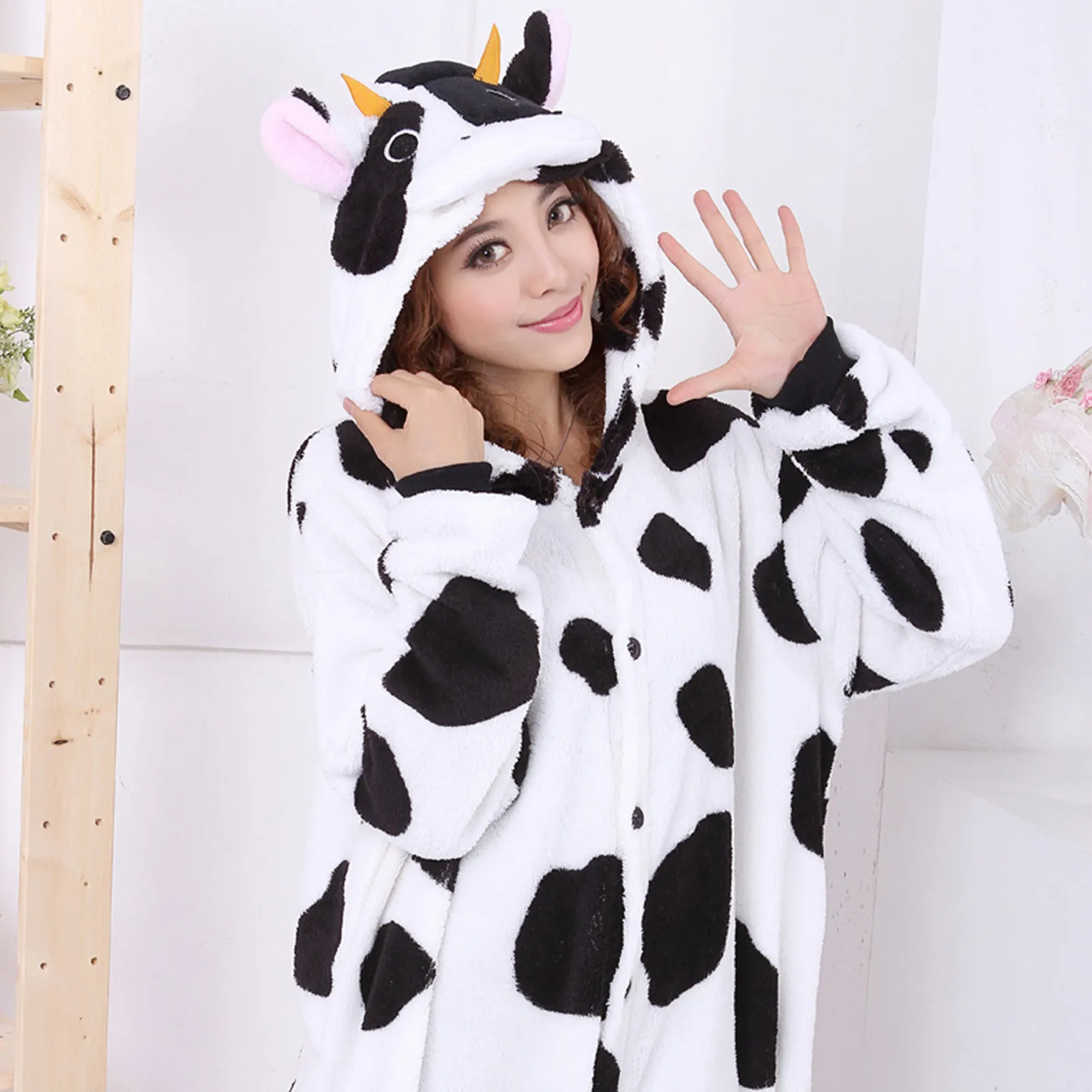 1Pcs/lot Cute Cartoon Women Adult Onesie Pajamas Owl/Cow/Dinosaur Shape Home Sleepwear for Daily Adult Cosplay Costume