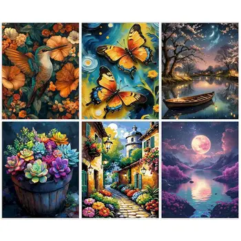Gatyztoire – peinture à l'huile par numéros, image peinte à la main, base zéro pour adultes, bricolage, dessin de paysage encadré par numéros, Art Unique G 1