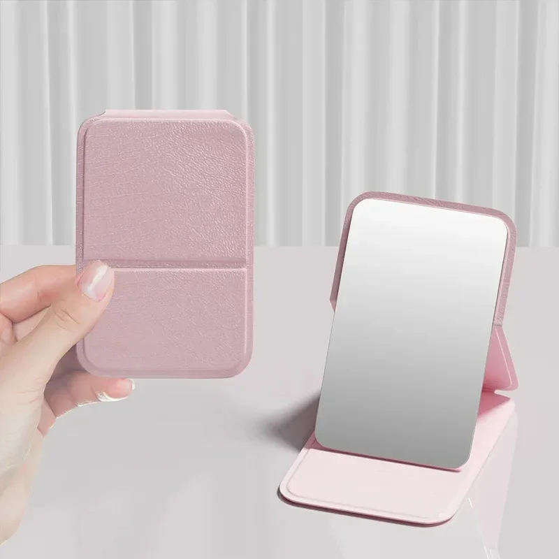 Portable Handheld Mini Makeup Mirror makeup mirror hand holding mirror Dormitory Tabletop And Office Use Adjustable And Portable Folding Mirror
