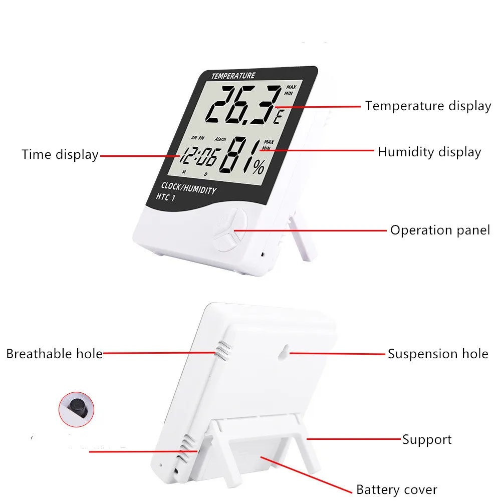 Max Min Thermometer Indoor Vochtigheid Meter Hygrometer - Nauwkeurige Kamerthermometer Maximale Minimale Opname Temperatuur Digitaal Display om Huis Thuiskantoor Kwekerij Kas te monitoren