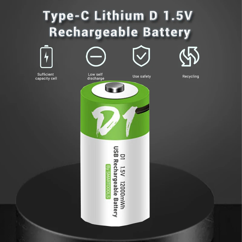 

Rechargeable AM12000 MWh Professional Type-C Lithium D 1.5V Battery Li-ion for Remote Control MouseElectric Free Shipping