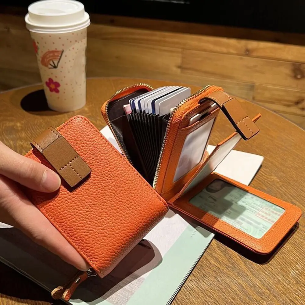 

Короткий кожаный кошелек для монет, кошелек на молнии для визиток, водительского удостоверения, в Корейском стиле, многопозиционный держатель для удостоверения личности и кредитных карт