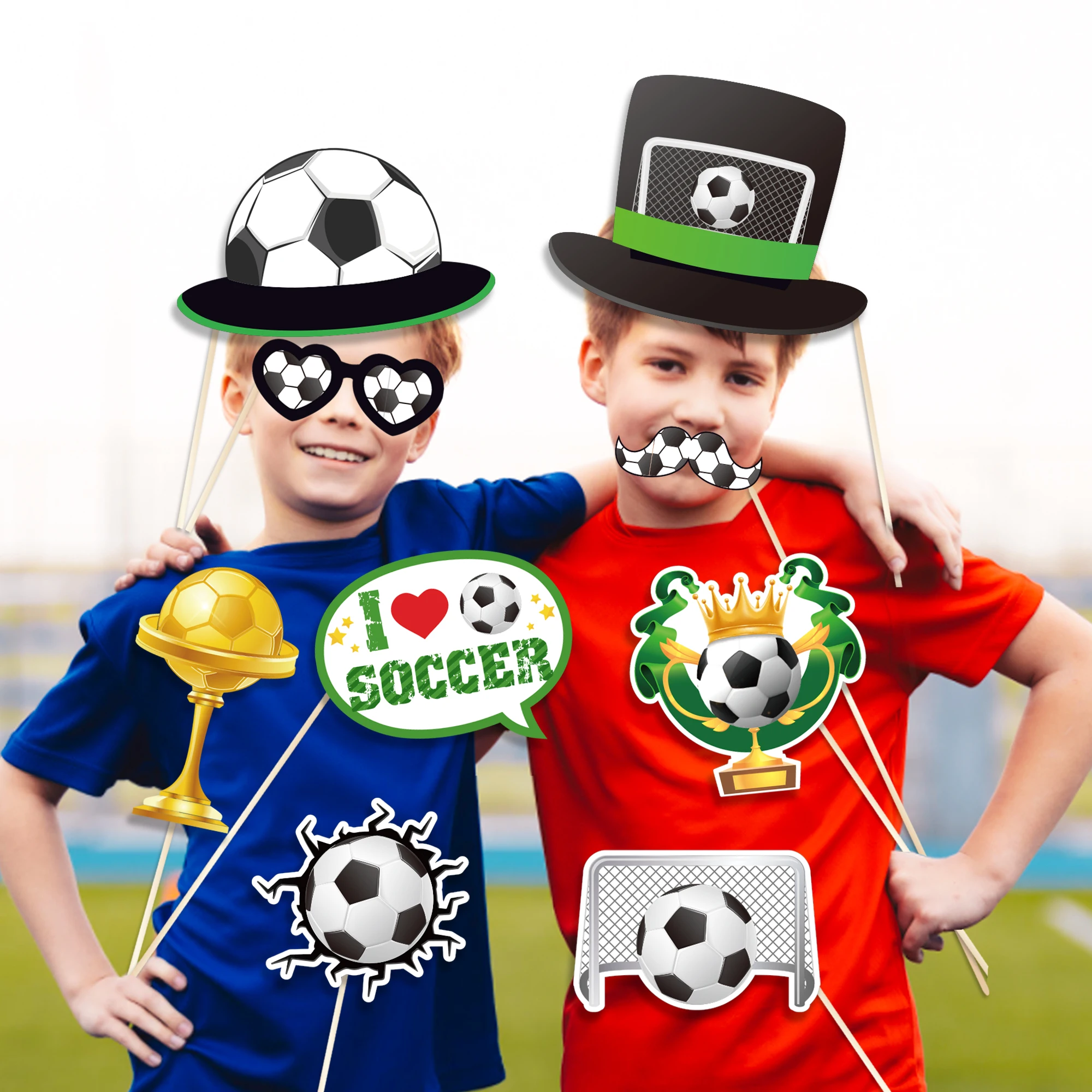 25X Soccer Game Football Sports Photo Shoot Props Supplies Party Funny DIY Glasses Lips Photo Booth Prop Birthday Backdrop Decor - 5