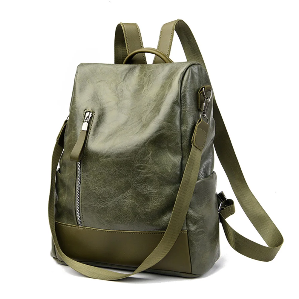 

Fashion Leather Backpack Retro Soft PU College Anti-theft Shoulder Travel Pack