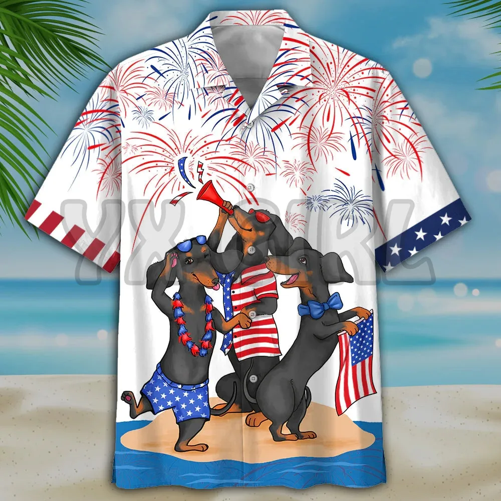 

Familleus - Dachshund Shirts Hawaiian Shirt 3D All Over Printed Hawaiian Shirt Men's For Women's Harajuku Casual Shirt Unisex