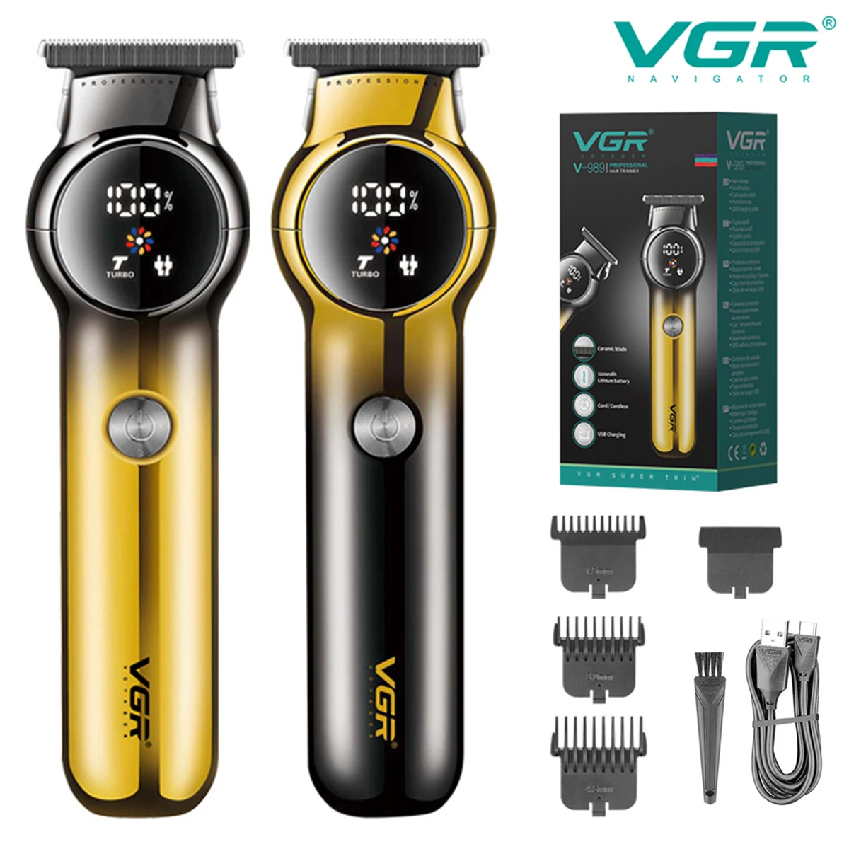 

Триммер для волос VGR, регулируемая машинка для стрижки волос, перезаряжаемый триммер, профессиональная электрическая машинка для стрижки волос, беспроводной триммер для мужчин