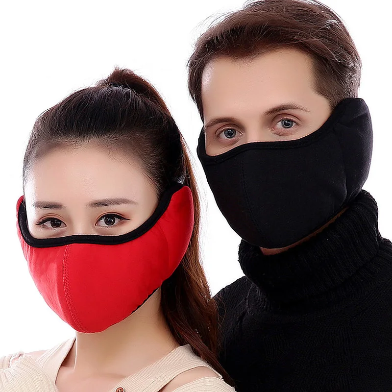 

Winter Half Face Mask Windproof Thermal Cycling Camping Mask Earmuffs Unisex Cotton Thicken Face Cover Ear Warmer Hiking Scarves