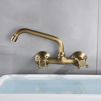 ทองเหลืองโบราณอ่างล้างหน้าก๊อกน้ําติดผนังห้องน้ํา Mixer Tap ร้อนเย็นก๊อกน้ําอ่างล้างจาน 360 หมุน ORB สีดํา Kitchen Mixer ก๊อก 2