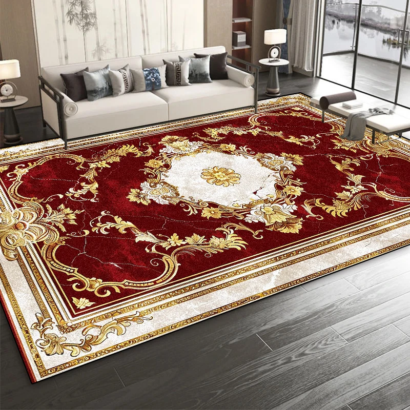European Luxury Red Carpet for Living Room Decoration Large Carpets Customized Sofa Coffee Table Mat Non-slip Bedroom Lounge Rug 3