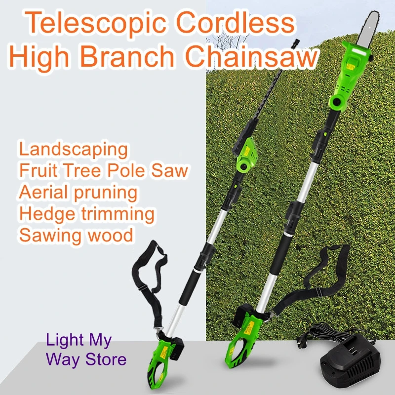 Retractable lithium high pruning saw electric high pruning shears telescopic aerial pruning multi-function hedge trimmer 12000rpm electric pole hedge trimmer cordless telescopic hedge trimmer for tree weed garden 40w