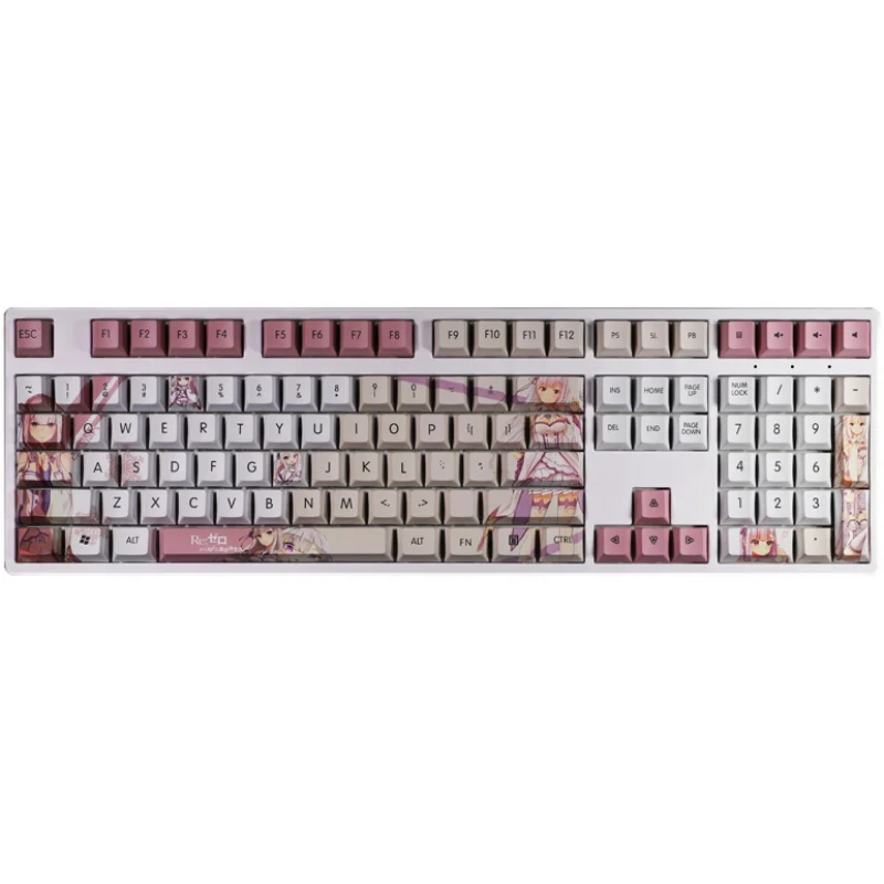 Desenhos Animados Anime Gaming Key Caps Pbt Dye-subbed Keycaps Re: a Vida em um Mundo Diferente de Zero Emilia Satella 108 Chaves Set - Imagem 2