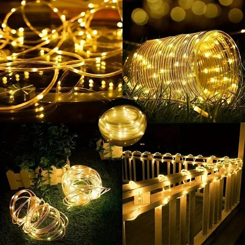Solar-Powered LED Rope Lights - 8 Mode Waterproof String Lights