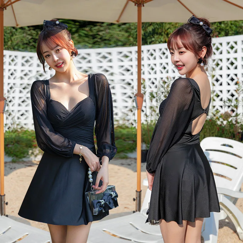 

Sexy Long Sleeved Swimwear Women One Piece Swimsuit Female Solid Bathing Suit Summer Beach Wear Swim Lady Bather Monokini