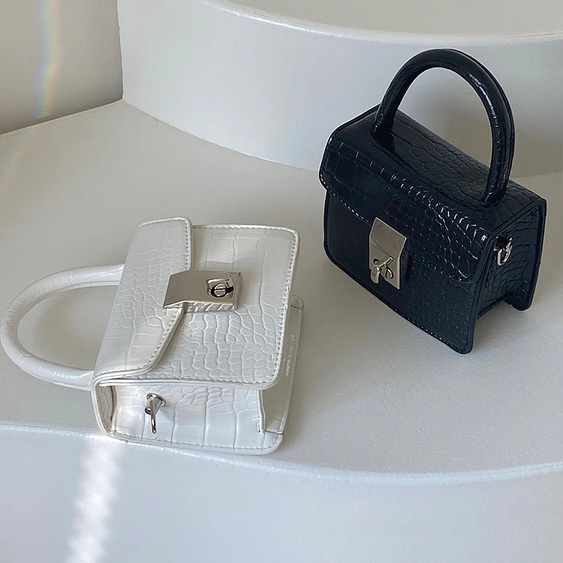 バッグ vintage square design crocodile hand bag Croc embossed vintage square handbag - BAGYOHO