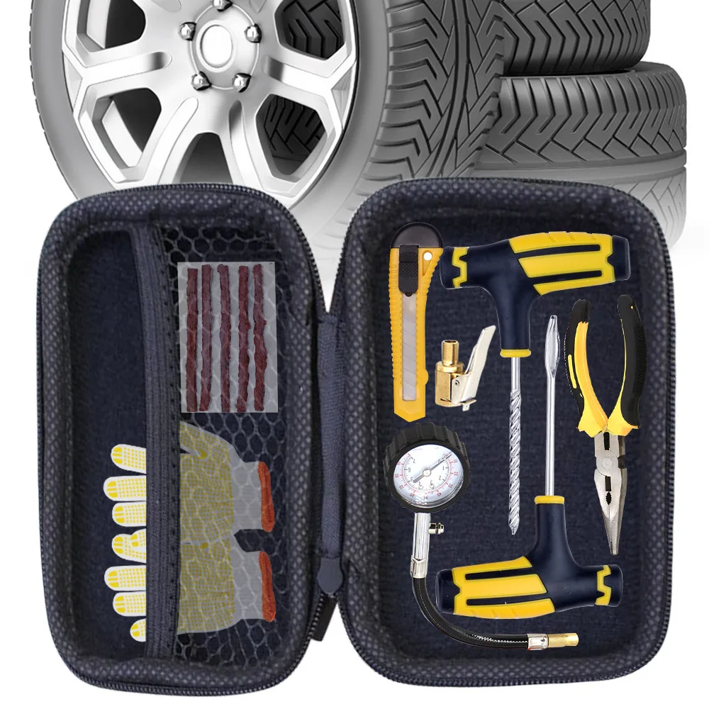 Car-Tire-Repair-Kit-Tubeless-Tyre-Puncture-Studding-Tool-Set-Motorcycle ...