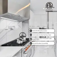 Range Hood Insert 30 inch 600 CFM, Ducted/Ductless Convertible Kitchen Stove Hood with LED Light, 2