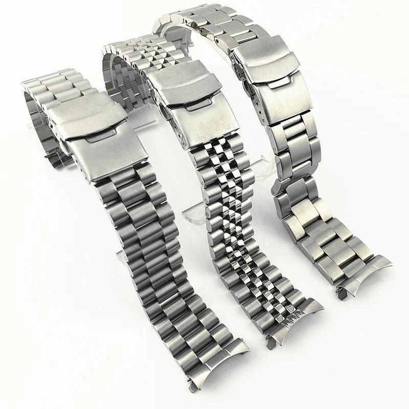 

20mm 22mm 316L Stainless Steel Silver President Jubilee Curved End Oyster Watch Band Strap Fit for SKX009