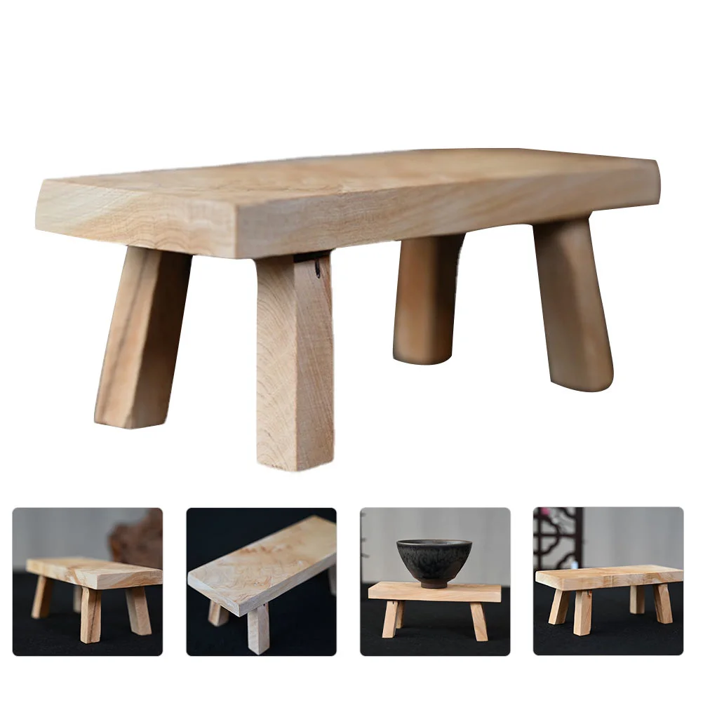 

Bench Decoration Crafts Stand Wood Stool Holder Adornment Base Desktop Wooden Indoor Plants