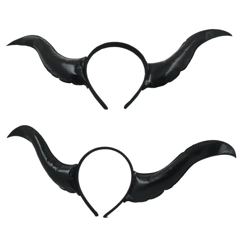 Demon Ox Horn Headwear Animal Halloween Cosplay Evil Witch Devil Black Queen Women Costume Hoop Hair Clip Accessories Props Sea hair accessories,hair clips,cosplay accessories,cosplay headpiece
