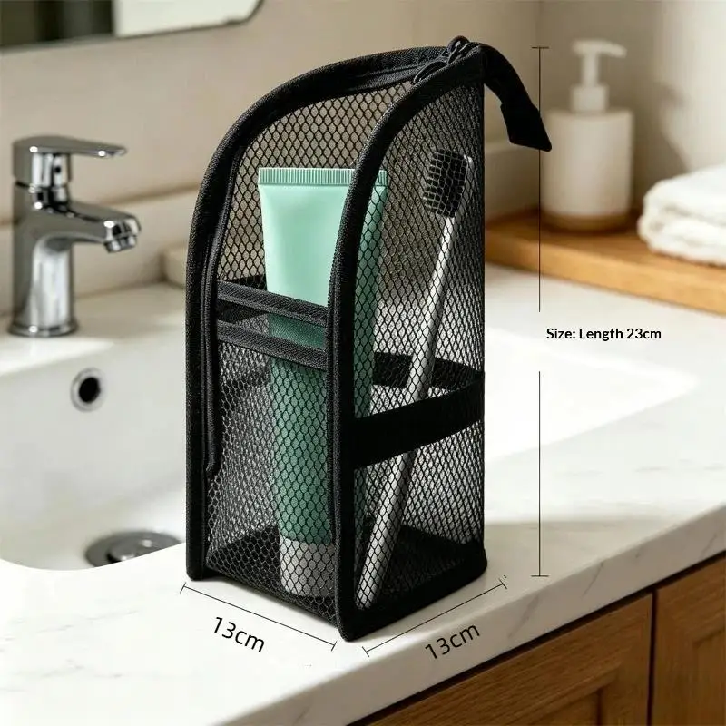 Breathable Mesh Travel Toiletry Bag with Vertical Storage Pockets