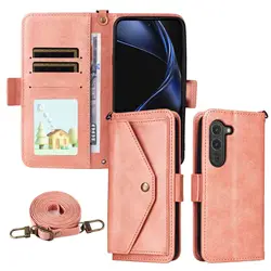 Classic Leather Crossbody Wallet Phone Case with Shoulder Strap and Anti - Drop Flip Cover - Fits Multiple Devices and Holds 3 Cards - OPPO A5X (Pink)