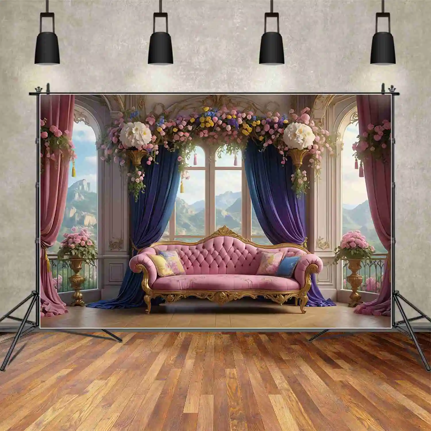 

Фотофоны MOON.QG с изображением дивана принцессы на стену для дня рождения женские фотофоны с изображением занавеса и замка искусственное оформление