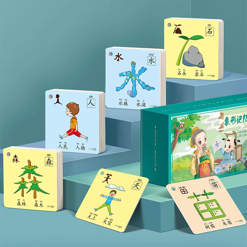 

Pictogram Literacy Card for Preschool Kids Baby 2-6 Years Old Early Learning Education Cards Study Chinese Characters 8x8cm