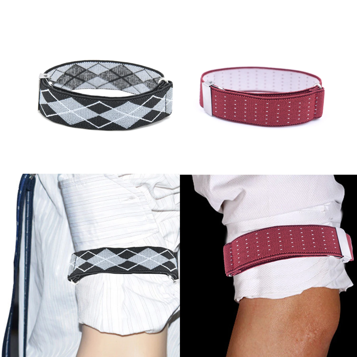 1 Pair Shirt Anti-slip Elastic Armband Sleeve Garter Bartender Cuff Holder Arm Warmers 3.5cm Groom Elastic Garter Gift shirt sleeve garter strap