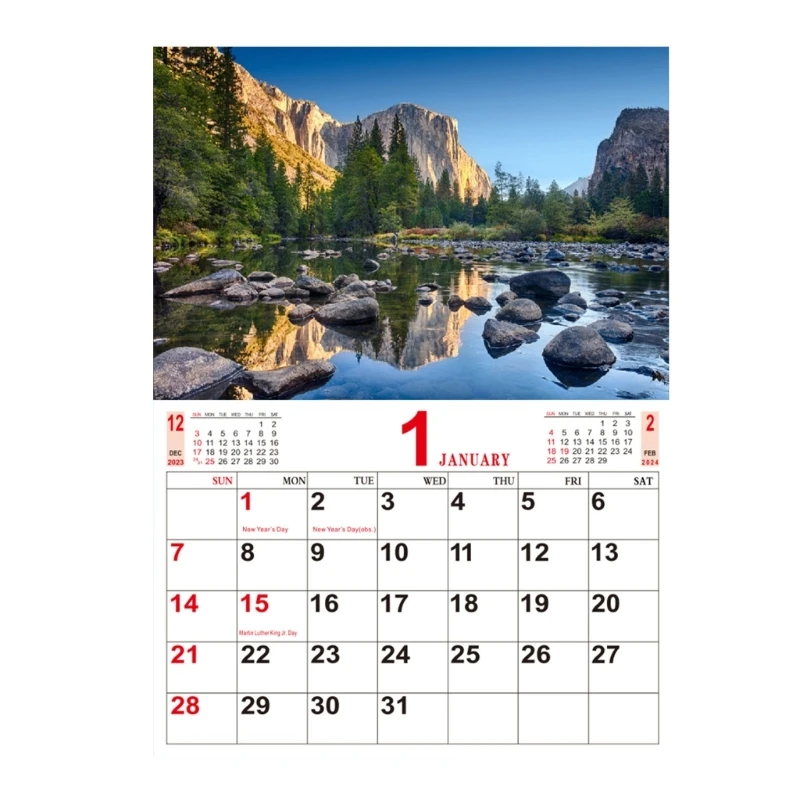 

2024 New Year Calendar with Landscape Monthly Planner Wall Calendars for Daily Schedule Planning Nature Photography